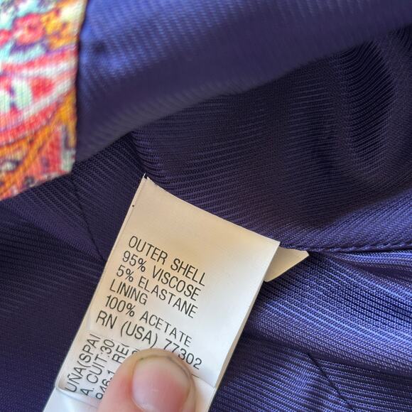 Zara Basic Blazer Women's Medium Paisley Print Knit Stretch One Button Jacket - Picture 7 of 12